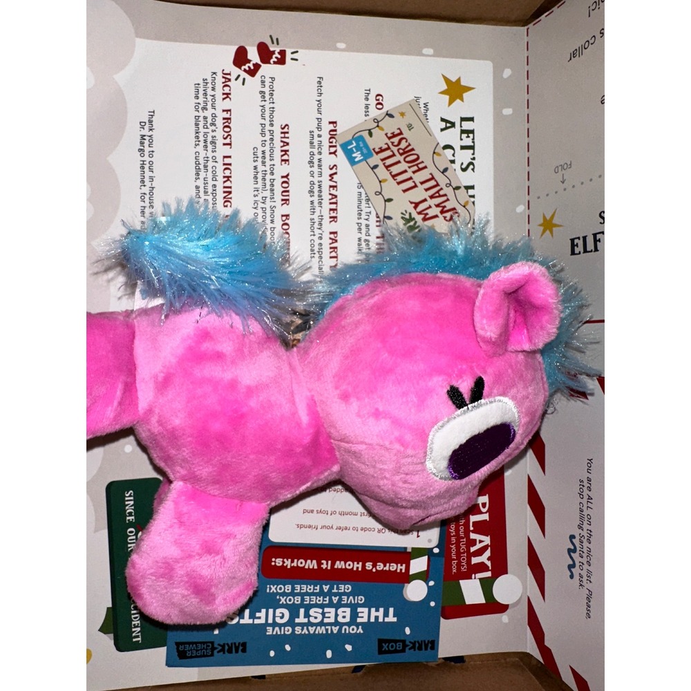 BarkBox My Little Small Horse Pink Blue Plush Squeaky Dog Toy‎ M-L bark box